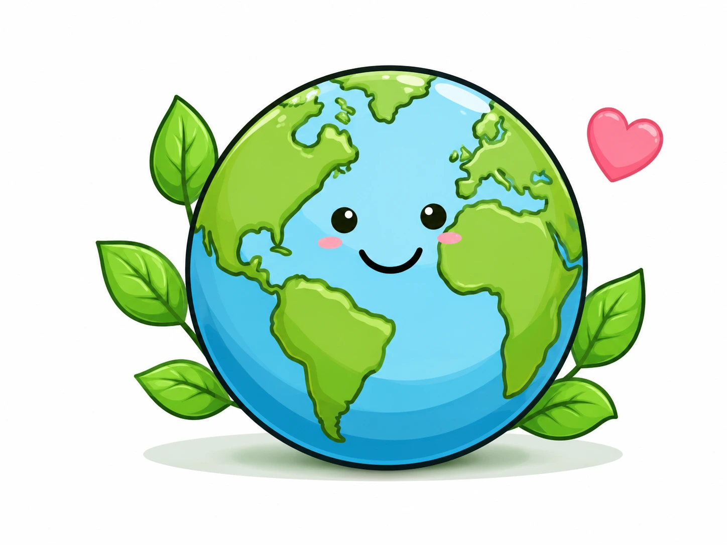 Planeta sonriente con hojas
